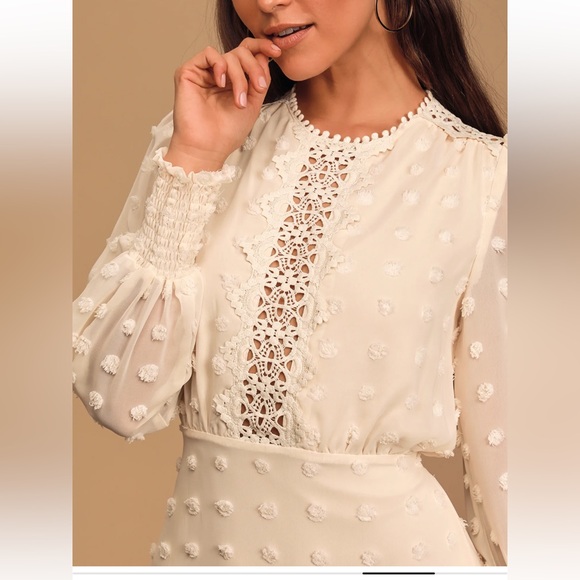 Lulus Cream Lust or Love Long Sleeve Mini Dress, XS 🤍🍦 - Picture 8 of 9